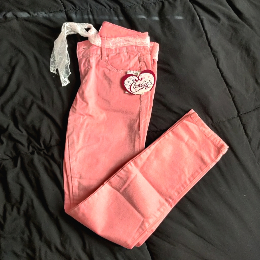 NEW Candie's Shiny Glitter Sparkle Lace Belt Pants Jeans Tags
